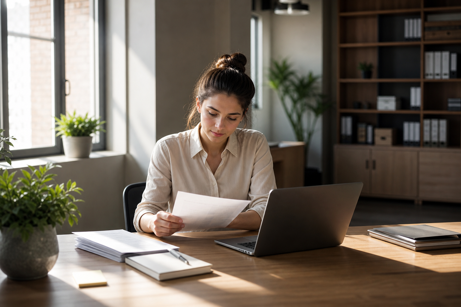 Business Admin Apprentice Studying at Desk